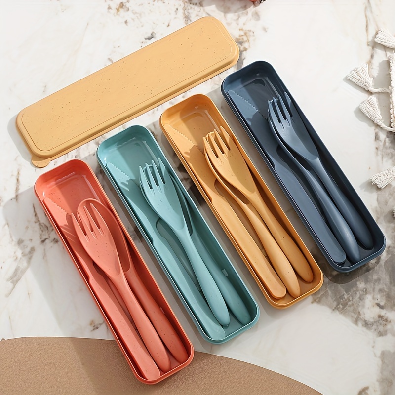 Gejoy 20 Sets Reusable Travel Utensils Set with Case Wheat Straw Cutlery  Portable Knife Fork Spoons Plastic Tableware Set Lunch Box Utensils Bulk  for Kids Adults Travel Picnic Camping Utensils - Yahoo Shopping