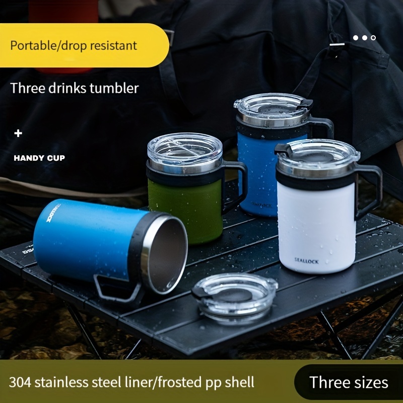 Tumbler With Lid And Handle Stainless Steel Double Walled - Temu Australia