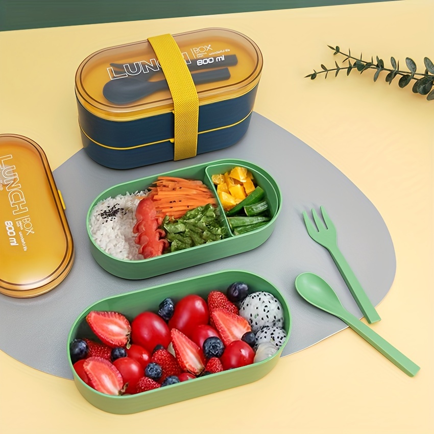 1pc Caja Almuerzo Bento Box Contenedor Alimentos 2 Niveles 2 - Temu