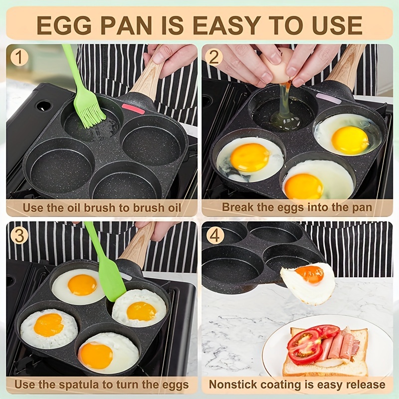1Pc 4 Holes Egg Pancake Pan Frying Nonstick Pans Skillet Pot Kitchen Tool