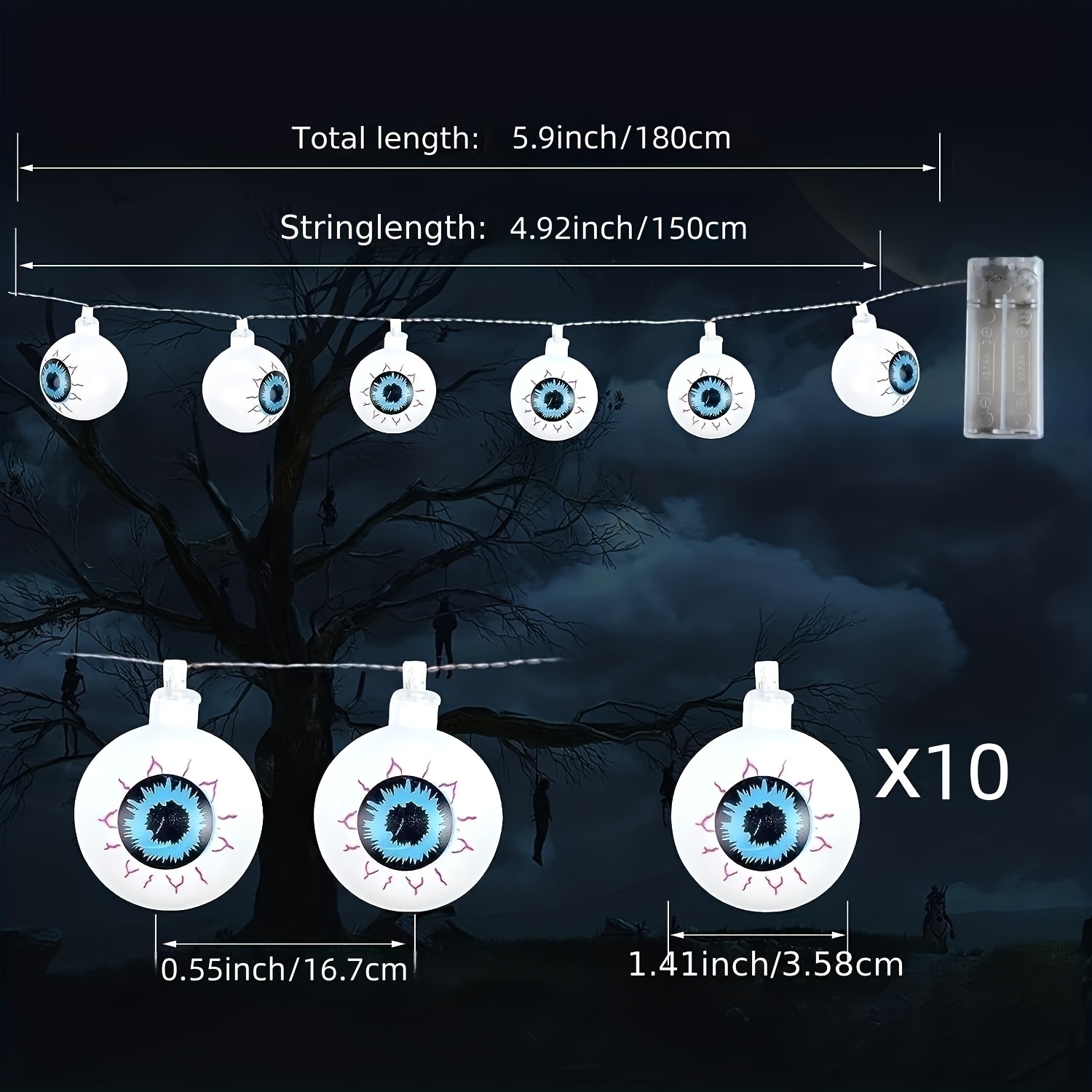 10 Led Halloween Decorative Eyeball String Lights Decoration - Temu