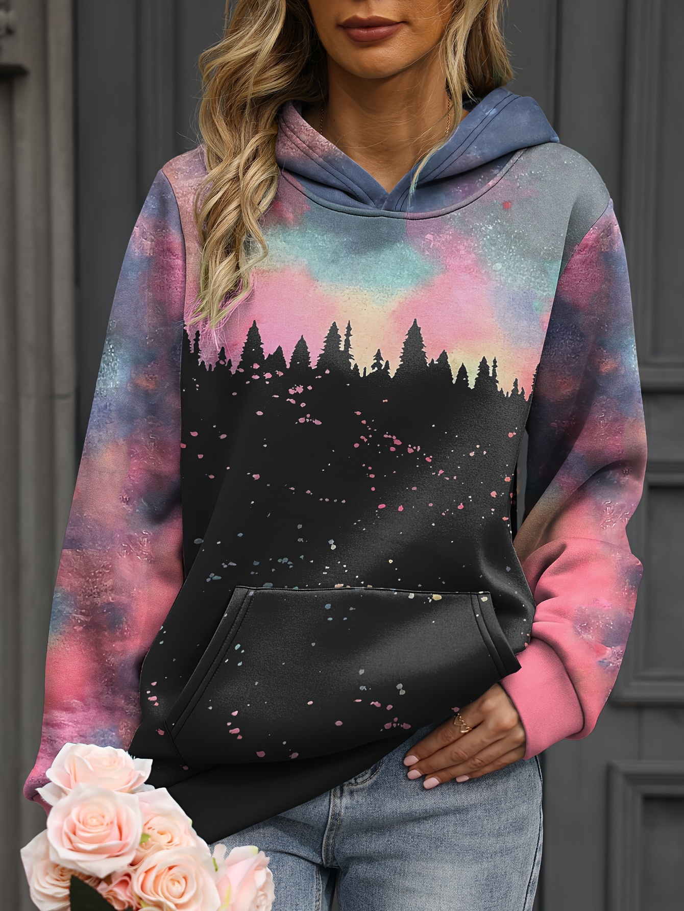 Halloween Buffalo Print Hoodie Casual Pocket Long - Temu Canada