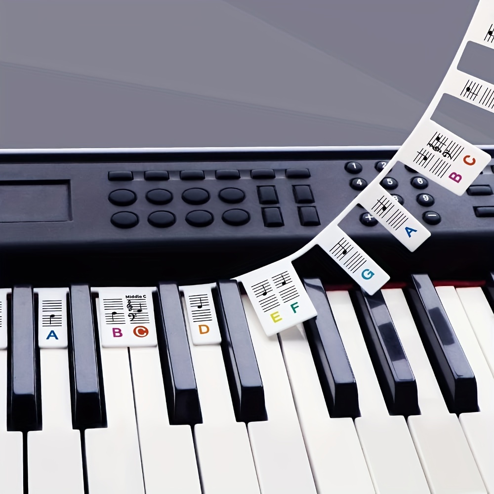 Guides de notes de clavier de piano - Étiquettes amovibles de notes de  clavier de piano 88/61/54/49/37 touches pour les débutants, pas besoin  d'autocollants, réutilisables et portables, livré avec