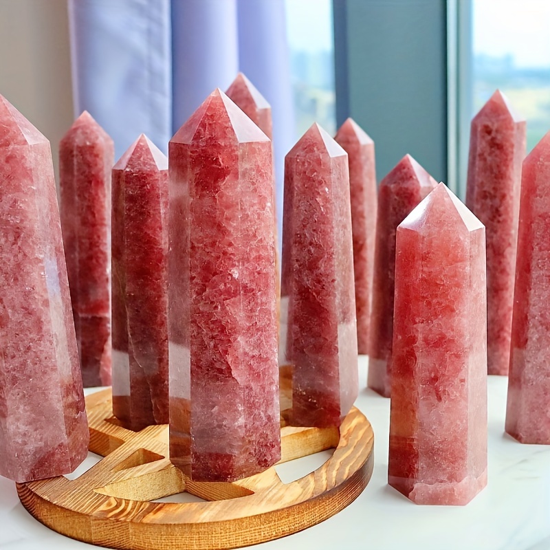 Strawberry Quartz Hexagonal Column Healing Crystal Wand