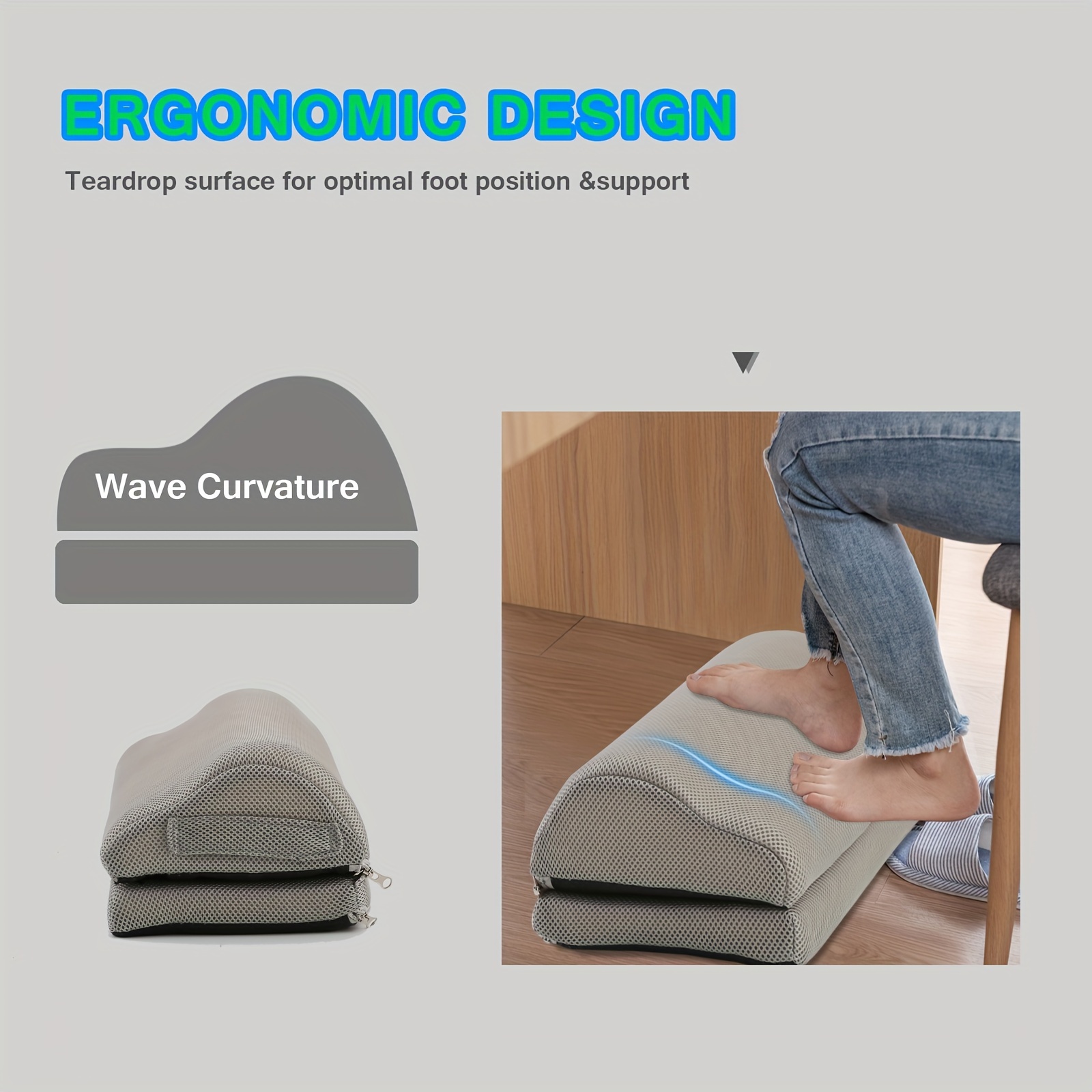Foot Rest Stool Ergonomic Adjustable Height Under Desk/Car Comfortable  Footstool