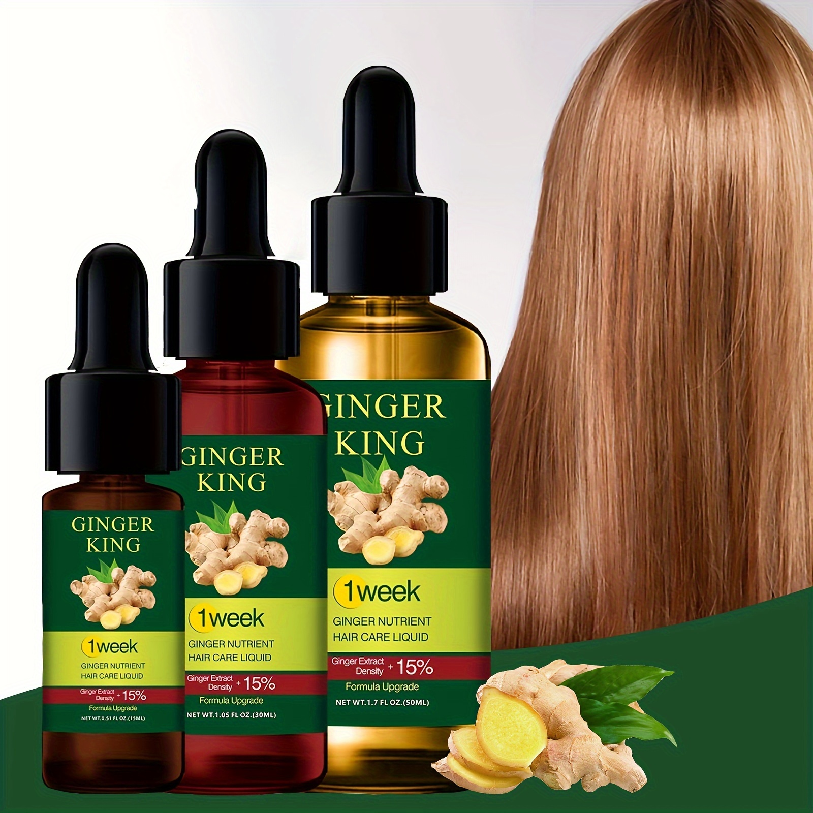 Huile Germinal de gingembre, huile de croissance des cheveux, traitement de  la perte de cheveux sérum de croissance des cheveux de soins capillaires,  30ml