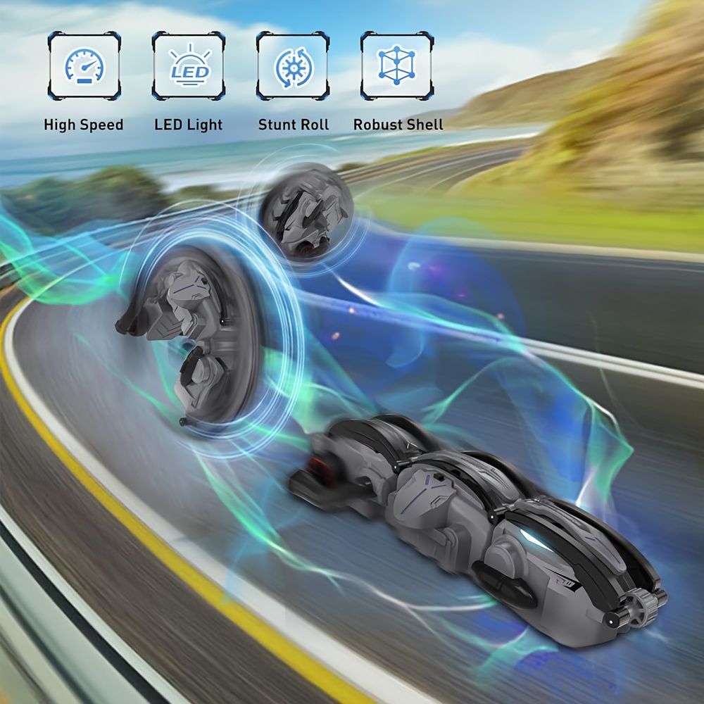 upgraded rc stunt snake car 360 roll rotation car toy with led lights indoor outdoor racing games toy details 2