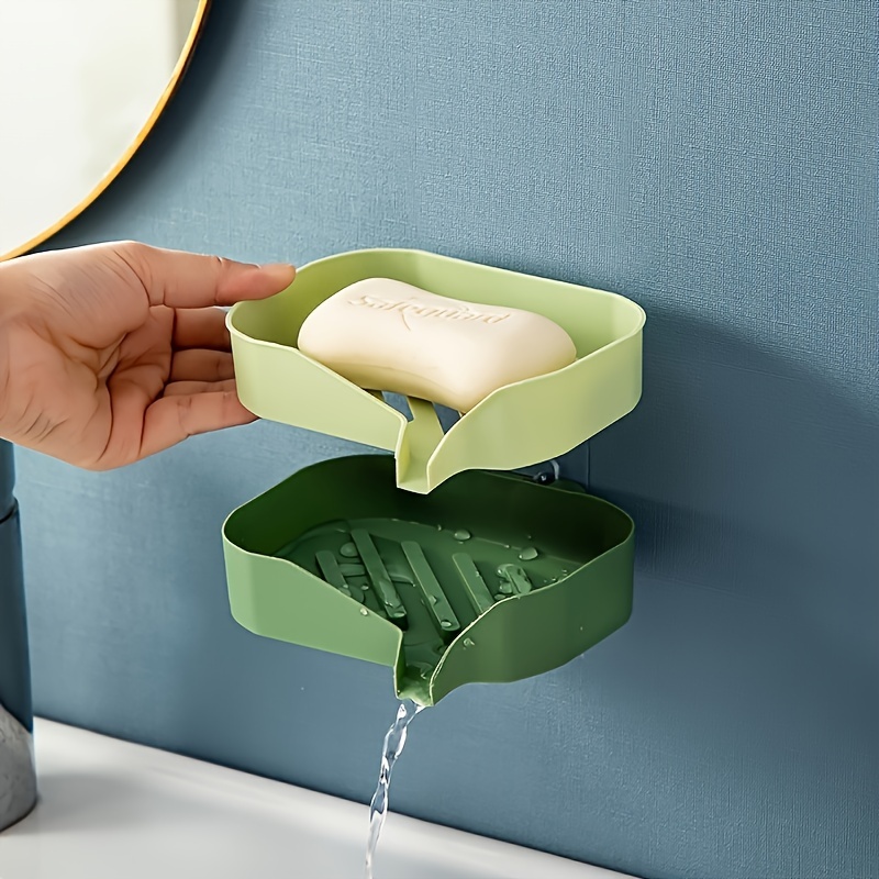 1PCS Self Draining Soap Dish Holder For Shower, Bathroom, Kitchen White
