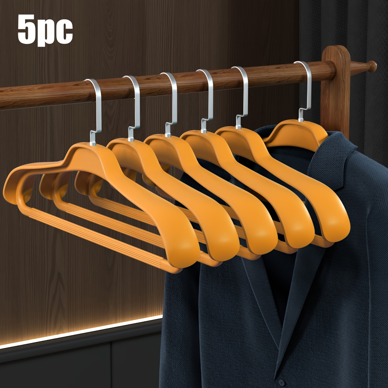 5 Pack Wide Shoulder Hangers,Suit Hanger with Non Slip Groove,Thick Plastic  Coat Racks for Dress, Jacket, Sweater, Heavy Clothes