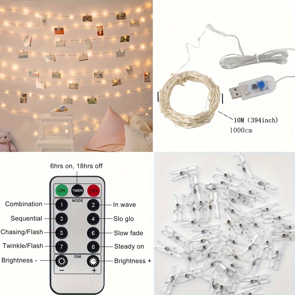 Photo Clip String Lights - 50 LED Fairy String Lights with 50