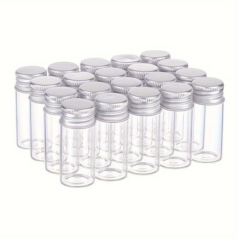 MaxMau Mini Glass Bottles with Screw Caps 5ml 24 Sets Aluminum Top Metal  Lids 5 Milliliter Tiny Vials Small Jars DIY Storage Art Craft Decor