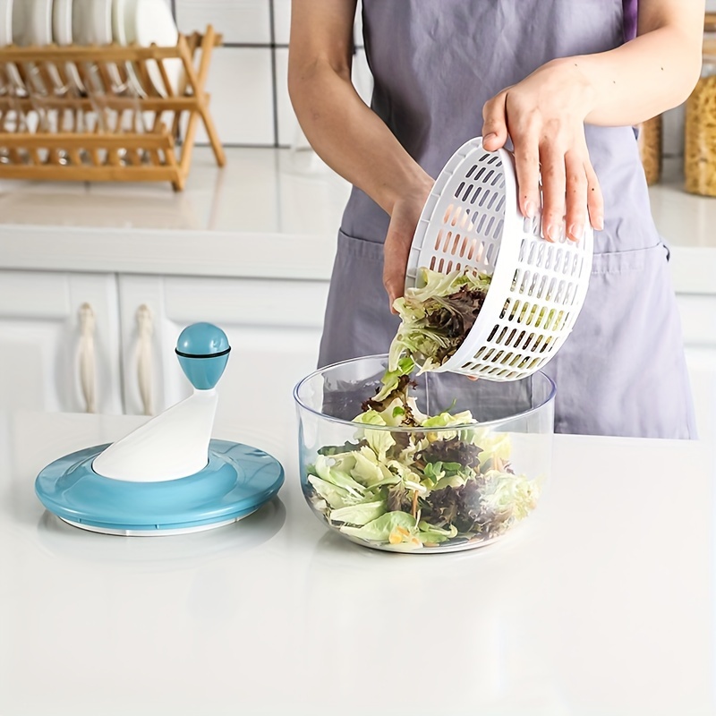 Plastic Salad Spinner With Rotary Handle Measuring Scale And - Temu