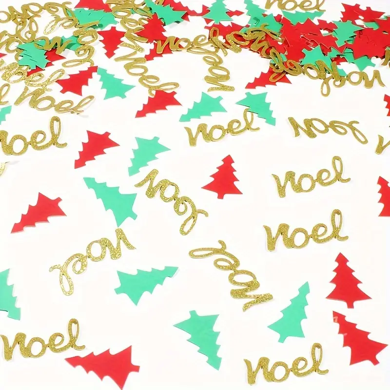 Christmas Noel Red And Green Christmas Tree Confetti - Temu