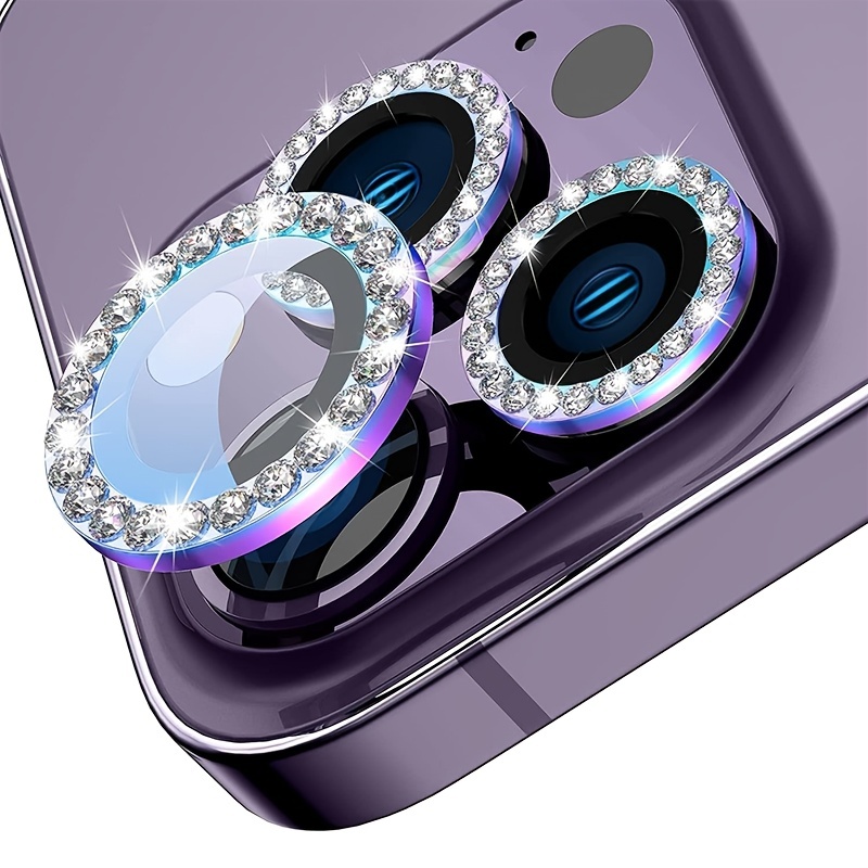 Camera Lens Protector Metal Ring Tempered Glass Cover Iphone - Temu