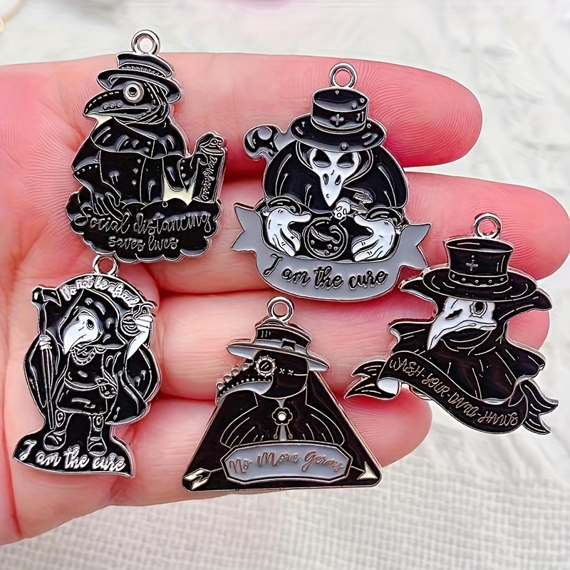 Gothic Style Moon Skull Crow Design Enamel Charms For Diy - Temu