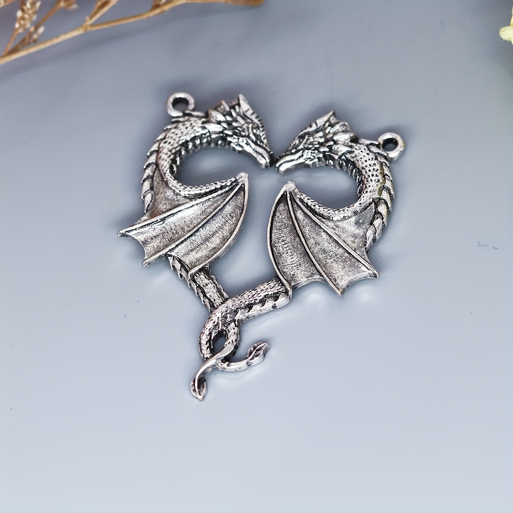 5 Pcs Necklace Connectors Dragon Charms Jewelry Making Vintage