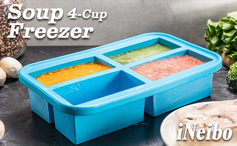 Silicone Freezer Trays Extra Large Soup Ice Cube Tray Food Freezing Molds 4  Gian