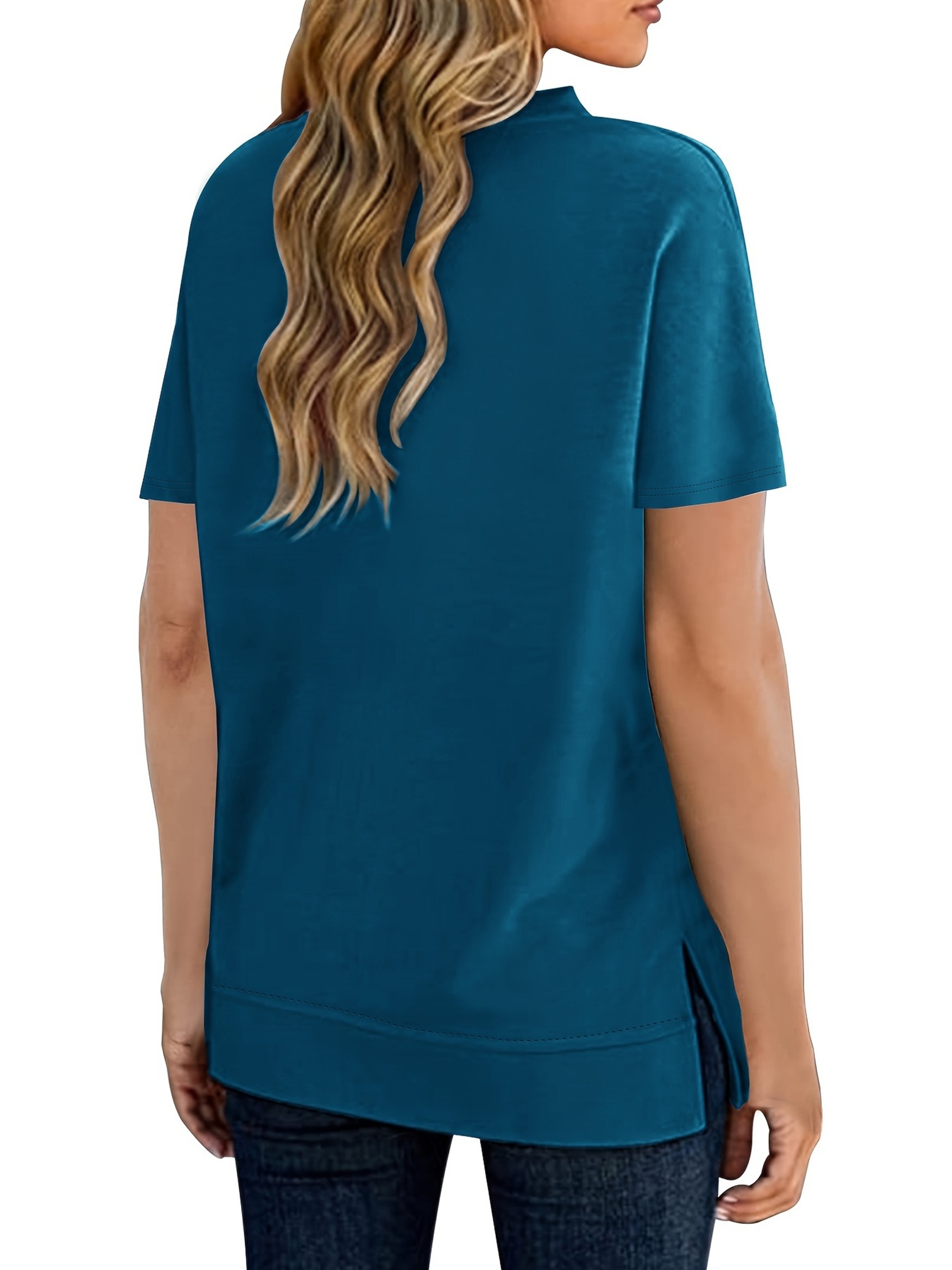 Camiseta Básica Para Mujer Moda De Verano Casual Camisa De Manga Corta  Cuello V