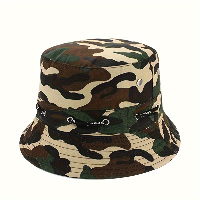1pc Monochrome Camouflage Summer Hunting Fishing Hat Sun Hat Protection Hat  With Side Button Adjustable Bottom Rope - Jewelry & Accessories - Temu