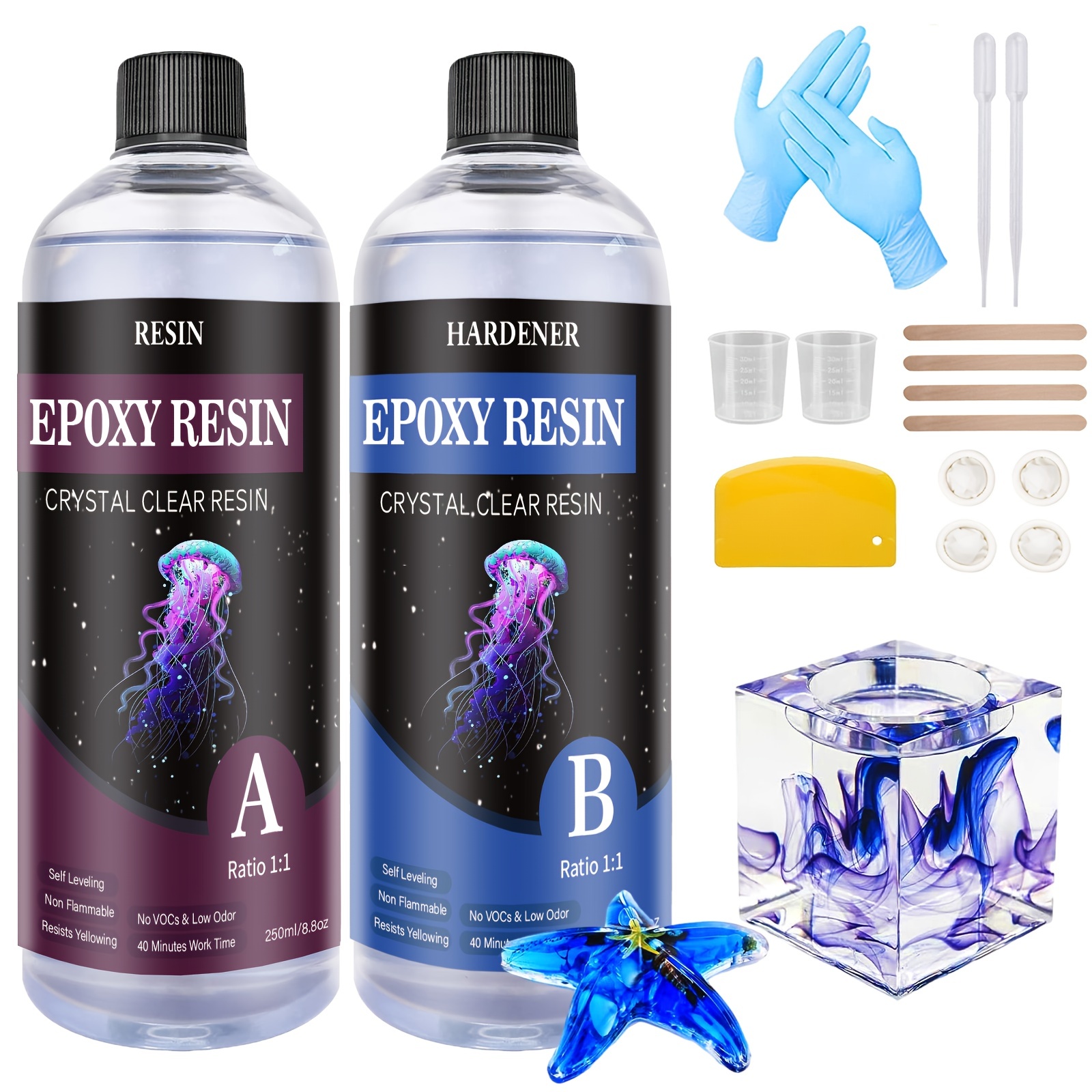  Epoxy Resin Crystal Clear Kit for Art, Jewelry, Crafts