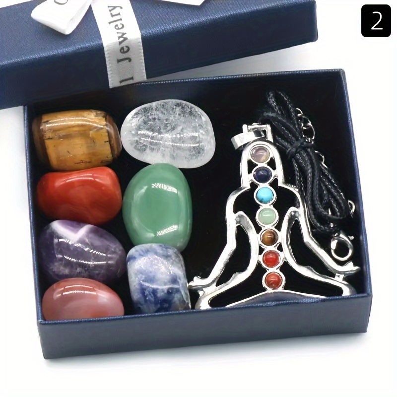 14pcs Crystals Stone And Chakra Necklace Set 7 Pcs Chakra Stones 7 Pcs  Handmade Adjustable Holders Natural Crystal For Positive Energy, Free  Shipping On Items Shipped From Temu