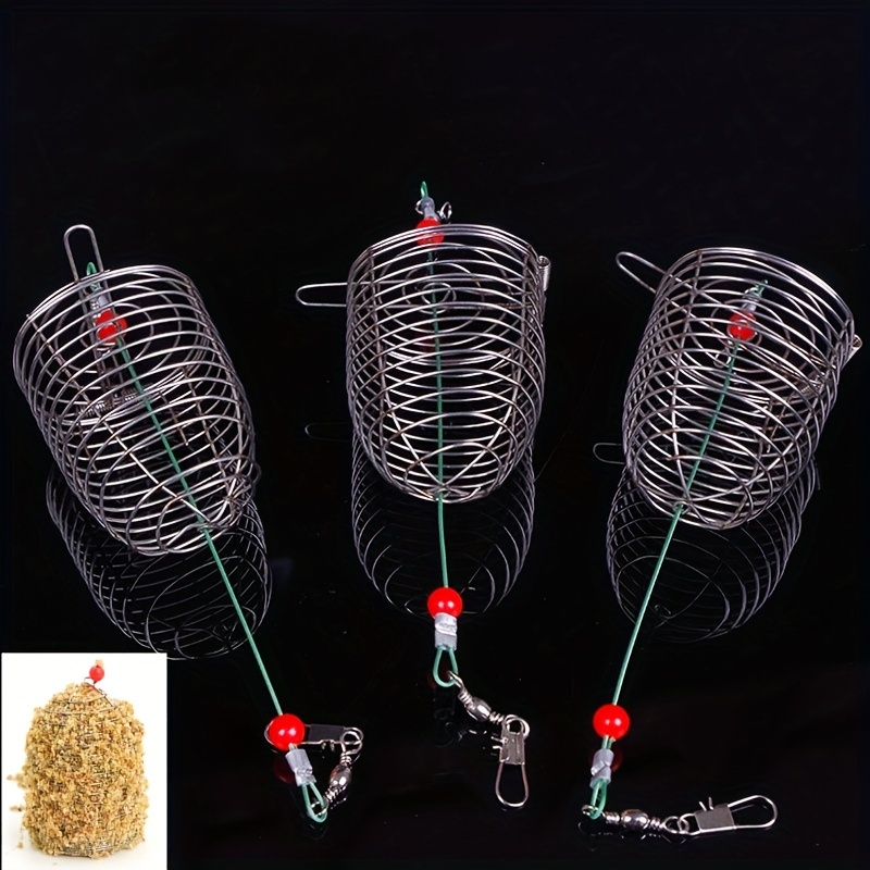 Stainless Steel Fishing Bait Cage Durable Spring Feeder - Temu