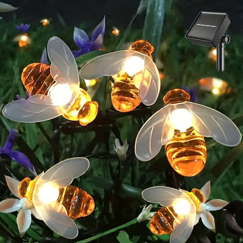 Solar String Light Led Cute Bee Solar Outdoor Lights - Temu