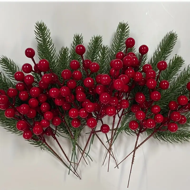 Artificial Berry Stems Christmas Glitter Berries Stems - Temu