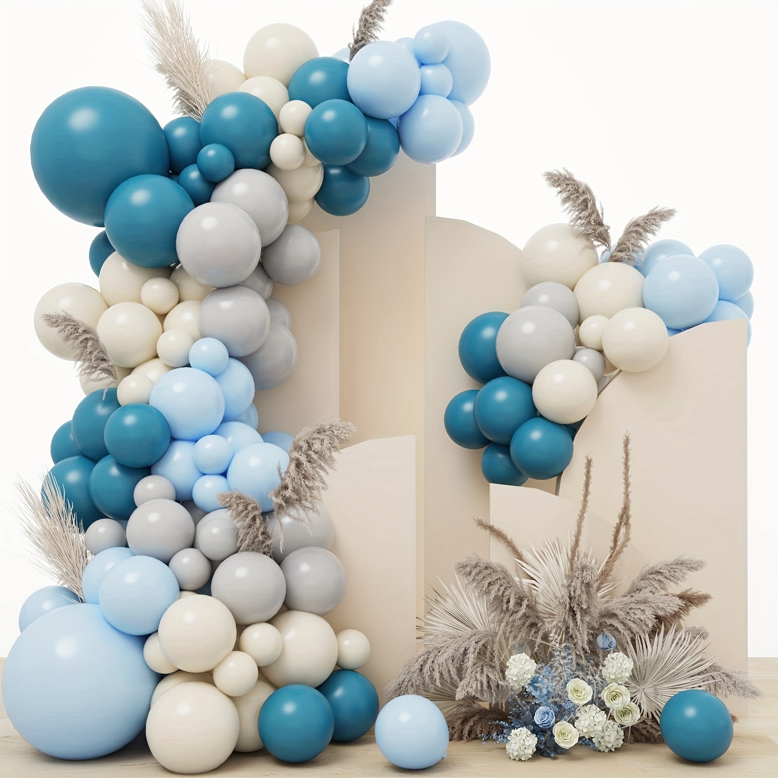 110 pièces bleu, blanc, argent Kit de décoration d'arche de ballon, pour  anniversaire, fête prénatale, mariage, guirlande de ballon de fête -   France