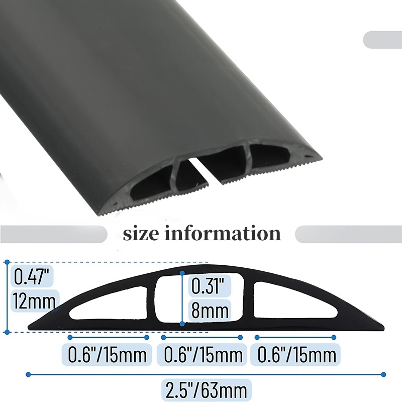 10FT Cord Cover Floor,Flexible Floor Cable Cover,Cord Hider Floor to  Organize and Protect Wire,Floor Wire Covers Floor Cord Cover for Cords,for  Home