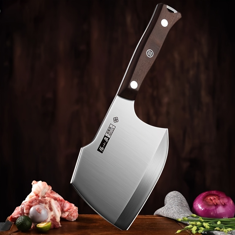 Meat cleaver, Kitchen thickened axe knife for butchering bone-chopping  knife for household heavy-duty chopping knife with wooden handle Cleaver