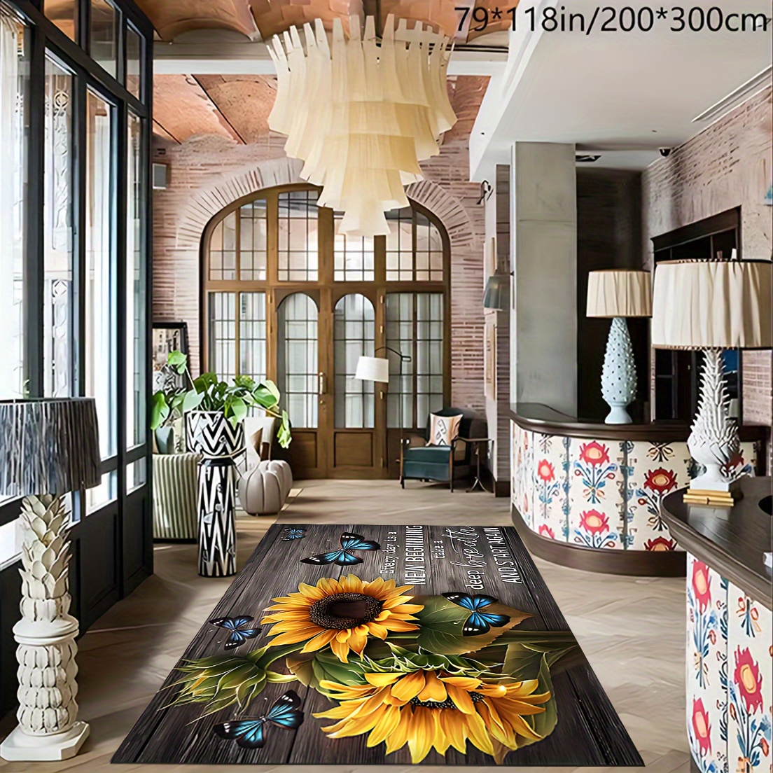 1pc Moderno Patrón Girasol Alfombra Cocina Alfombra Área - Temu Mexico