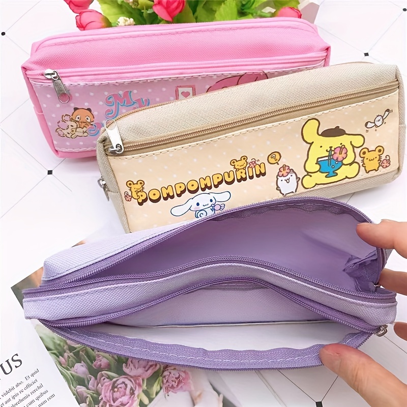 Cartoon Pattern Kawaii Pu Leather Pencil Case Cute Pen Bag Zipper