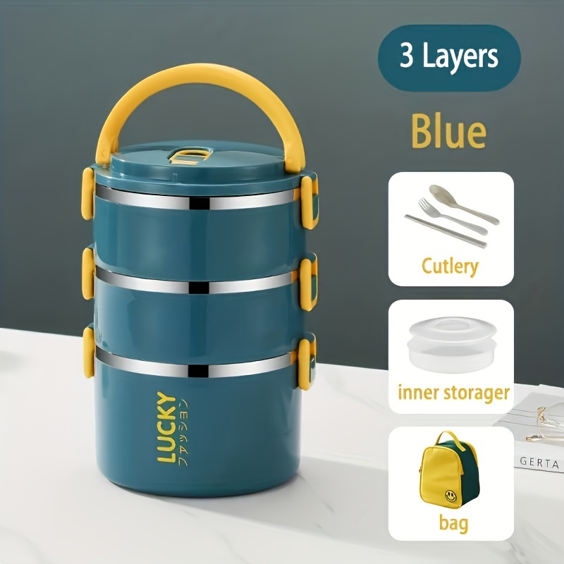 Portable Thermos Lunch Box Food Container 2 3 Layer Bento Box Stainless  Steel Insulated Lunch Box for Food Storage Container
