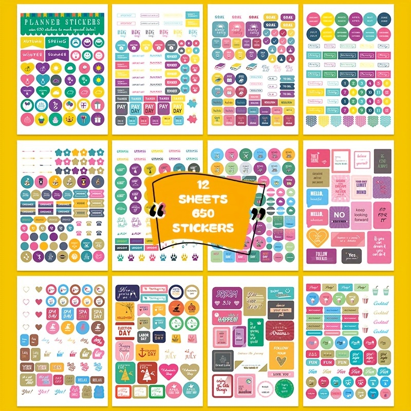 1345pcs Aesthetic Planner Stickers Diary Planning Notes Creative Stickers  For Kids Teen Adults Fun Stylish Accessories For Your Calendar Journal Offic