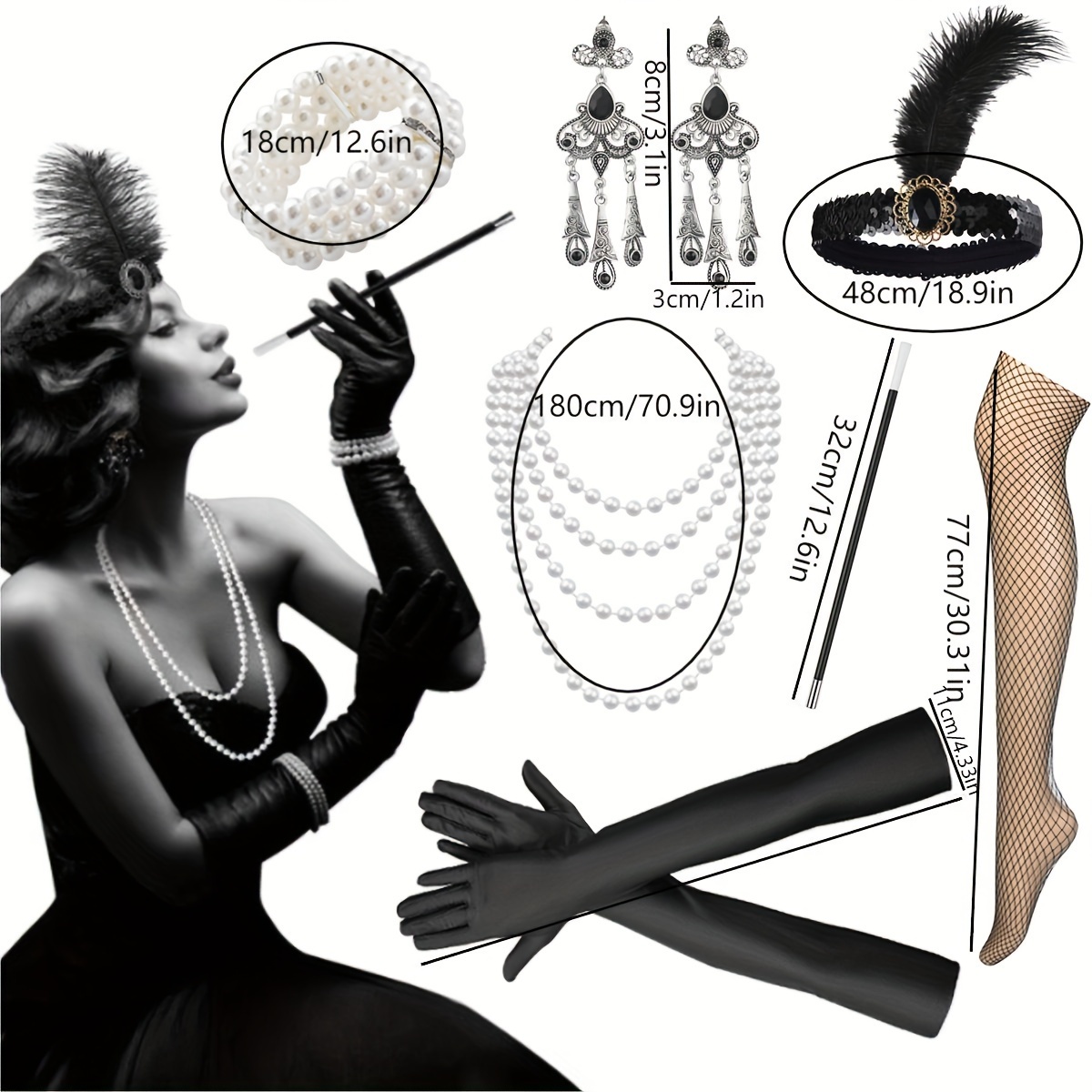 1920s Style Vintage Accessory Set Great Gatsby Themed Accessories Halloween  Carnival Party Cosplay Dress Up Accessories