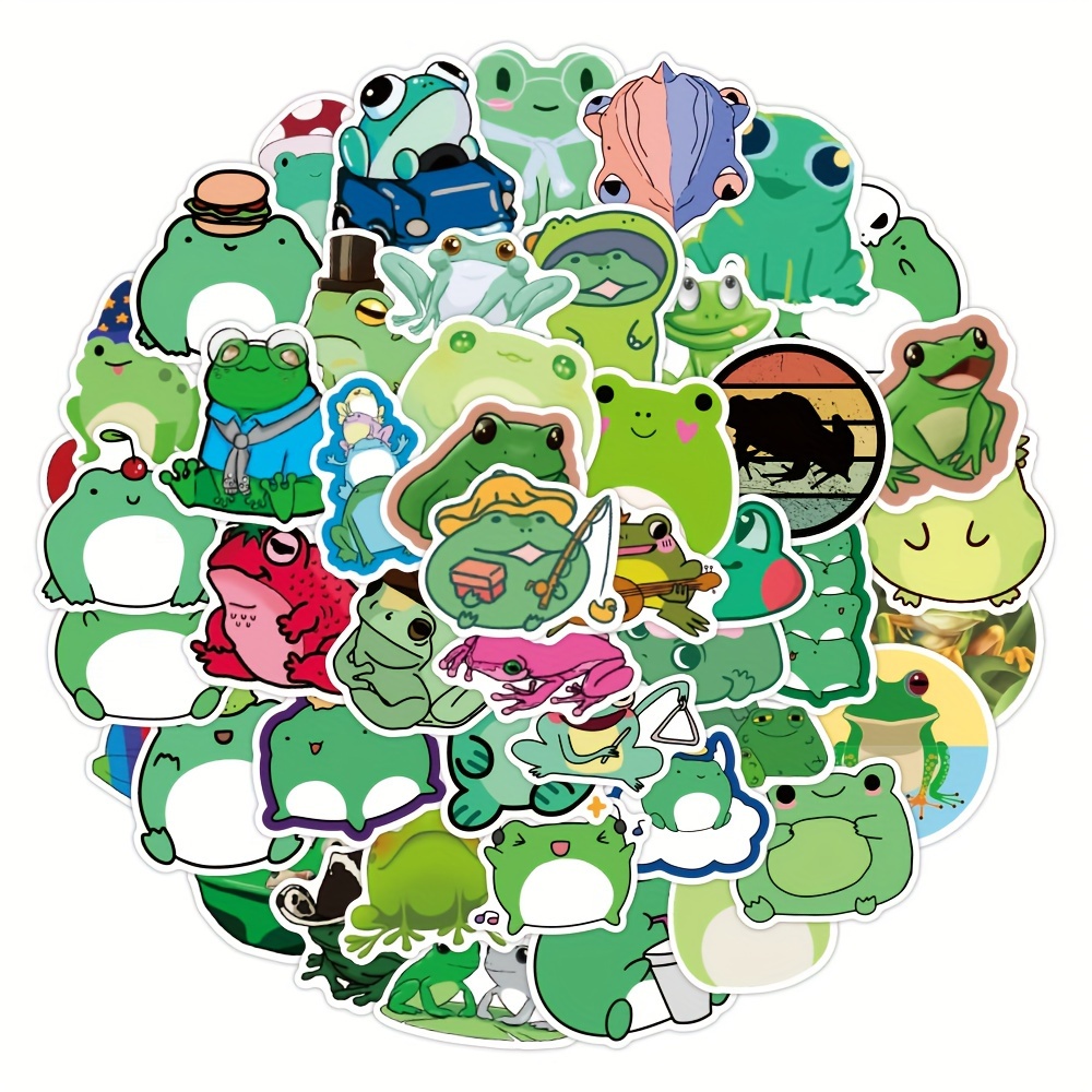 50 Pieces Frog Stickers Cartoon Vinyl Waterproof Stickers for Laptop,Guitar
