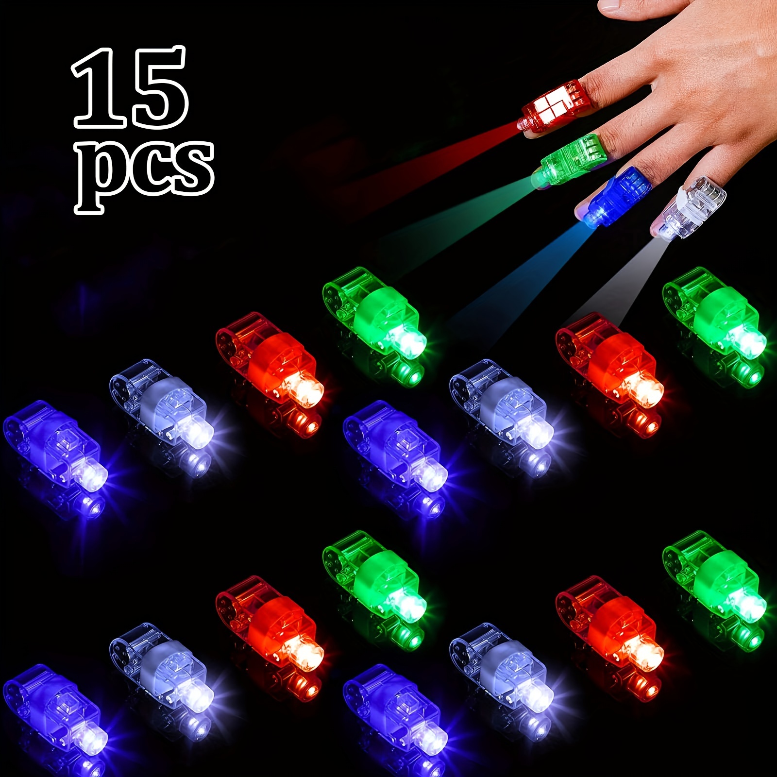 15 Stück Fingerlichtfarbe Zufällige Led fingerlicht finger - Temu