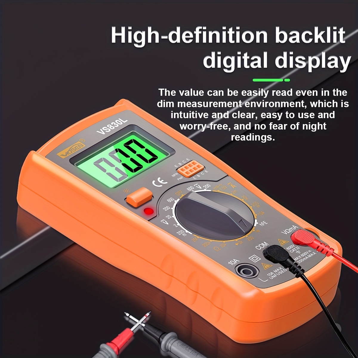 Portable Digital Multimeter With Backlight Ac/ Ammeter - Temu