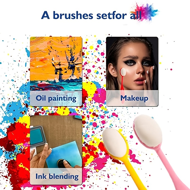 10pcs/Set Colorful Ink Brush Smooth Blending Brushes Drawing Painting Flat  Brushes Kit DIY Scrapbooking Cards Making Ink Tools