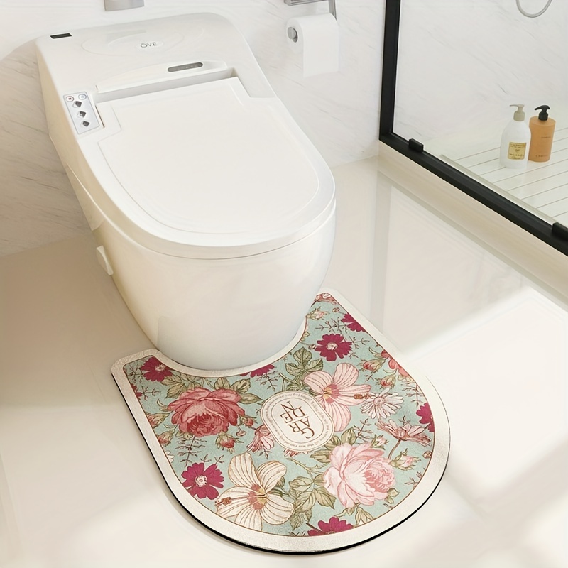Oval Water Absorbing Bath Mat Super Absorbent Bathroom Mat Carpet Shower  Floor Mats Quick Drying Tub Rug Non-slip