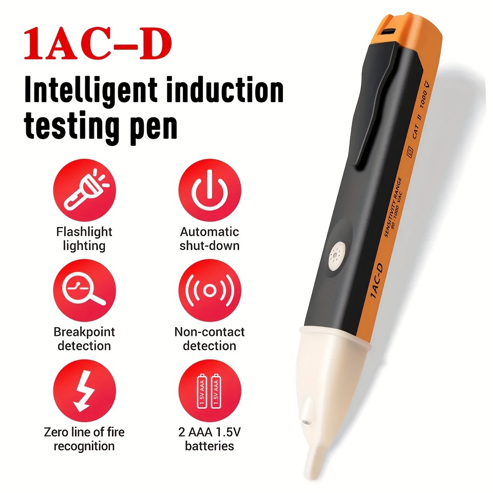 

1ac-d Test Pen Non-contact Household Safety Sensing Test Pen With Led Light Buzzer Alarm