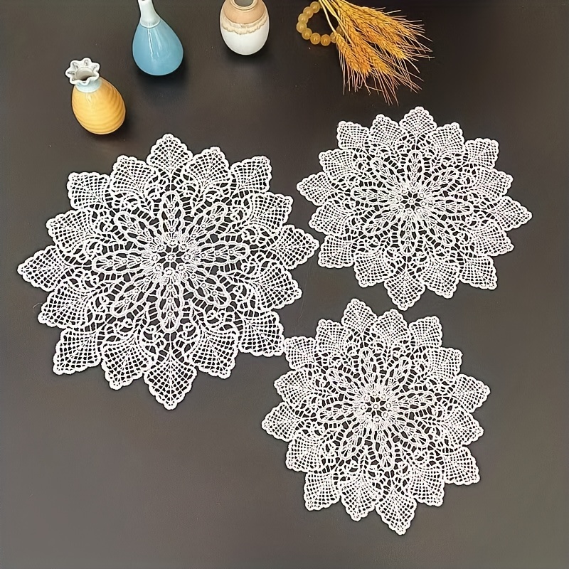 Vintage Lace Embroidered Doily Crochet Floral Fabric Anti Scalding