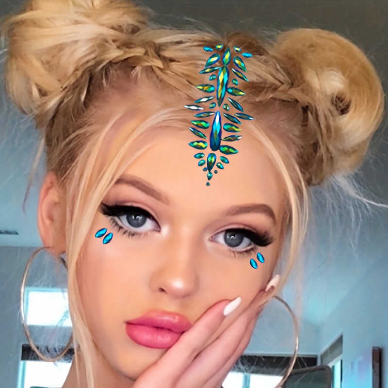 3D Diamond Face Jewels Glitter Tattoo Eyebrow Stickers Makeup