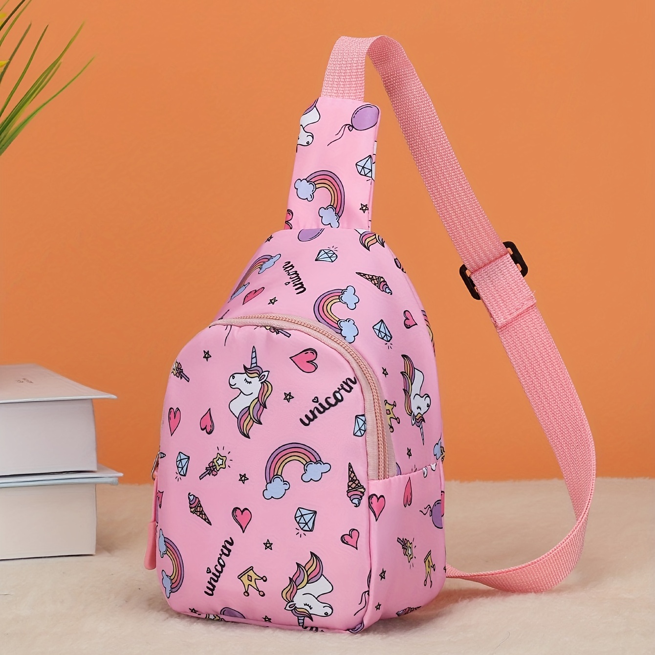 Kids Unicorn Rainbow Pattern Backpack & Crossbody Bag Set