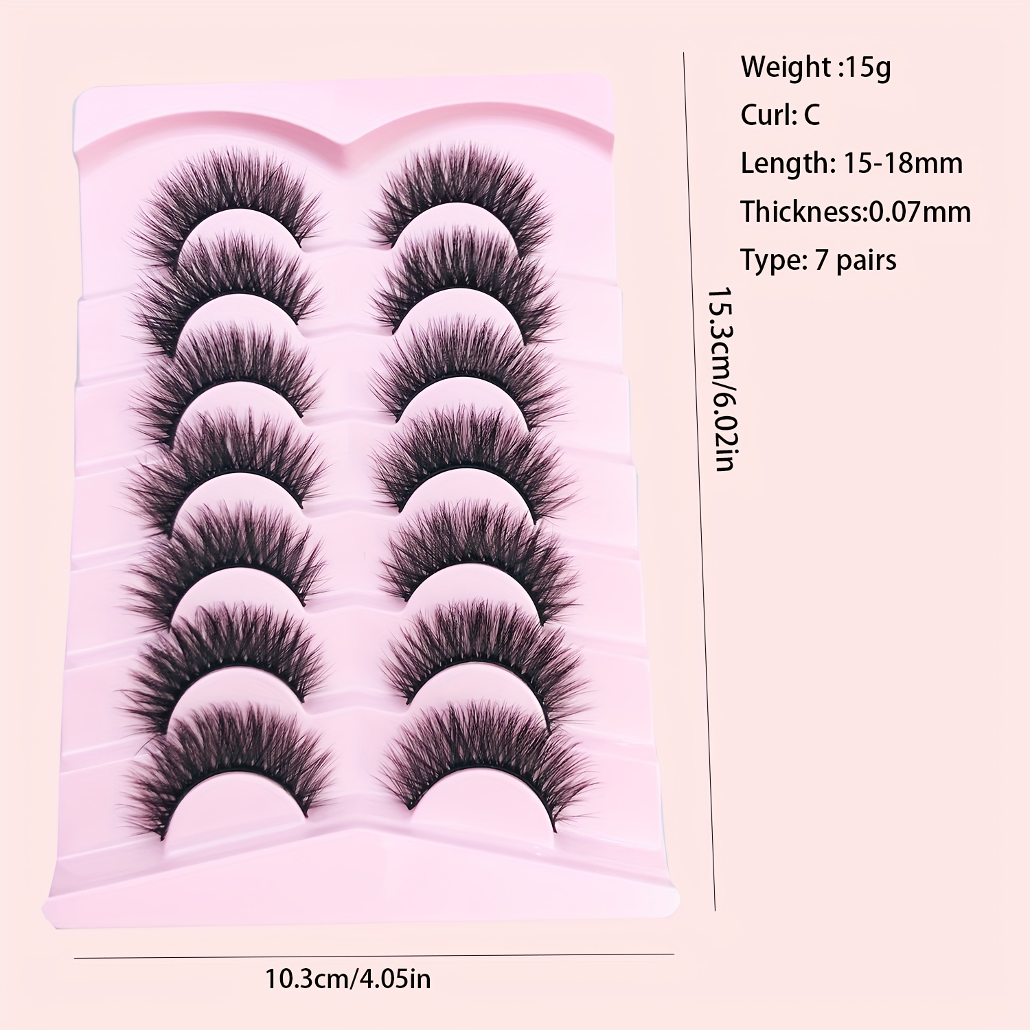 7 Pairs Faux Mink Fluffy False Eyelashes Natural Look C Curling