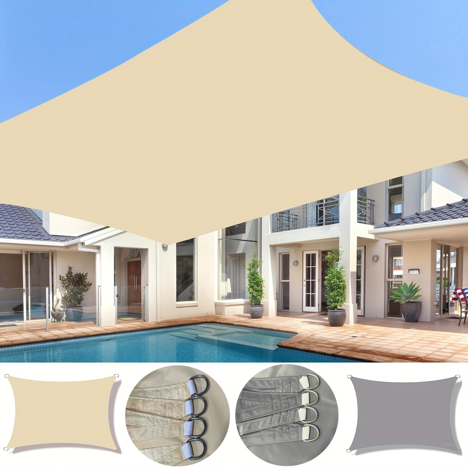 1pc Outdoor Sonnenschutz Sonnenschirm, Rechteckige  Sonnenschein-Überdachung, Wasserdichte Outdoor-Pool-Garten-Patio-Dekoration  Sonnenschutz