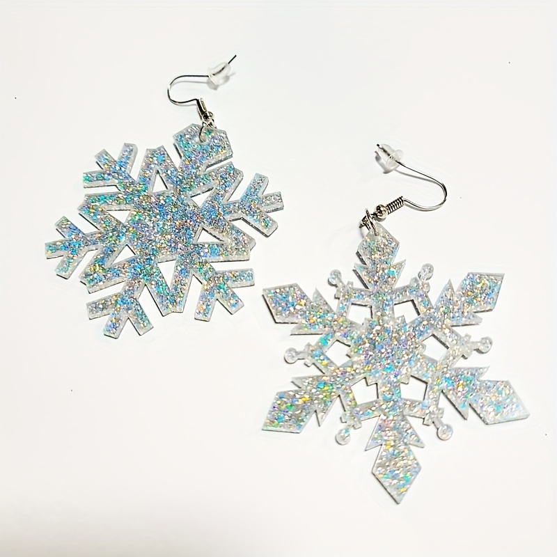 Pretty Snowflake Pendant Dangle Earrings Copper Silver Plated - Temu