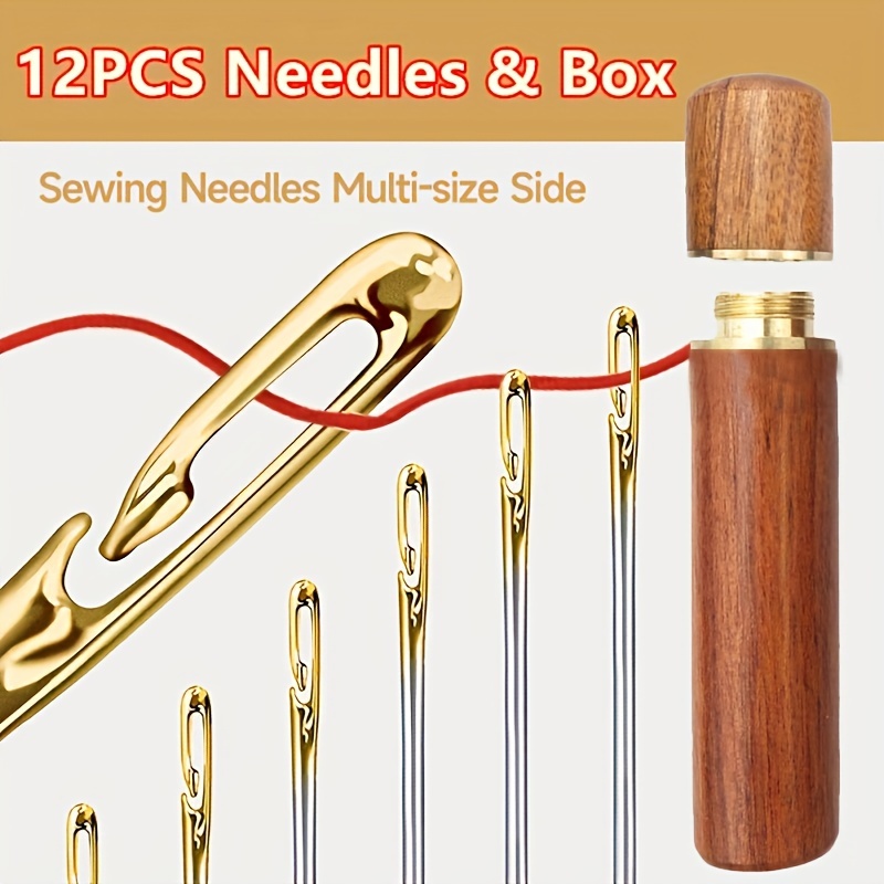12Pcs Stainless Steel Self Threading Needle + Thread Set Hand Sewing DIY  Crafts
