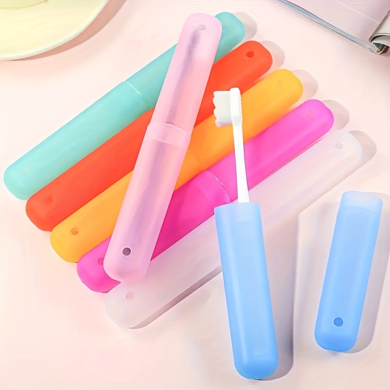 

1pc/2pcs/7pcs Portable Toothbrush Storage Box, Plastic Toothbrush Storage Box, Suitable For Daily And Travel Use, Easy To Carry